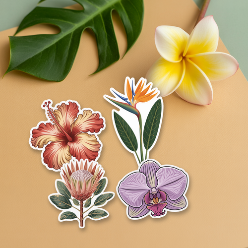 Flowers of Hawaii sticker set